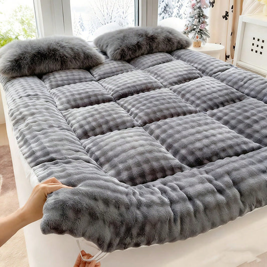 Oaskys Cute Soft Mattress Topper- Comfort Breathable Fiber Filling Folding Roll Up Mattress Sleeping Pad, 6-8cm Warm Thickness Quilted Mattress Topper For Sleeping