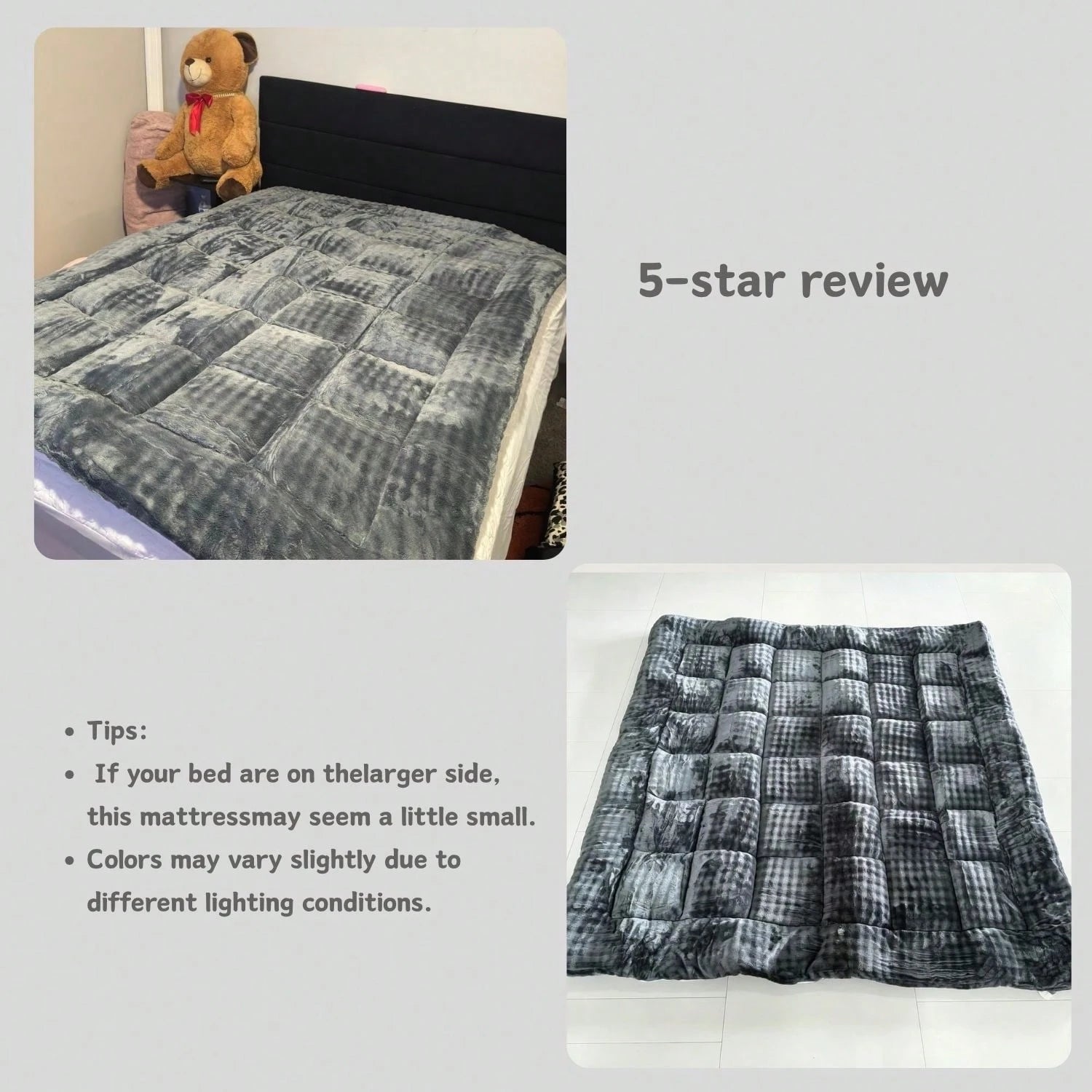 Oaskys Cute Soft Mattress Topper- Comfort Breathable Fiber Filling Folding Roll Up Mattress Sleeping Pad, 6-8cm Warm Thickness Quilted Mattress Topper For Sleeping