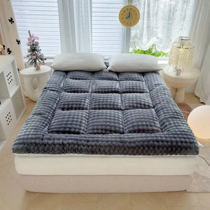 Oaskys Cute Soft Mattress Topper- Comfort Breathable Fiber Filling Folding Roll Up Mattress Sleeping Pad, 6-8cm Warm Thickness Quilted Mattress Topper For Sleeping