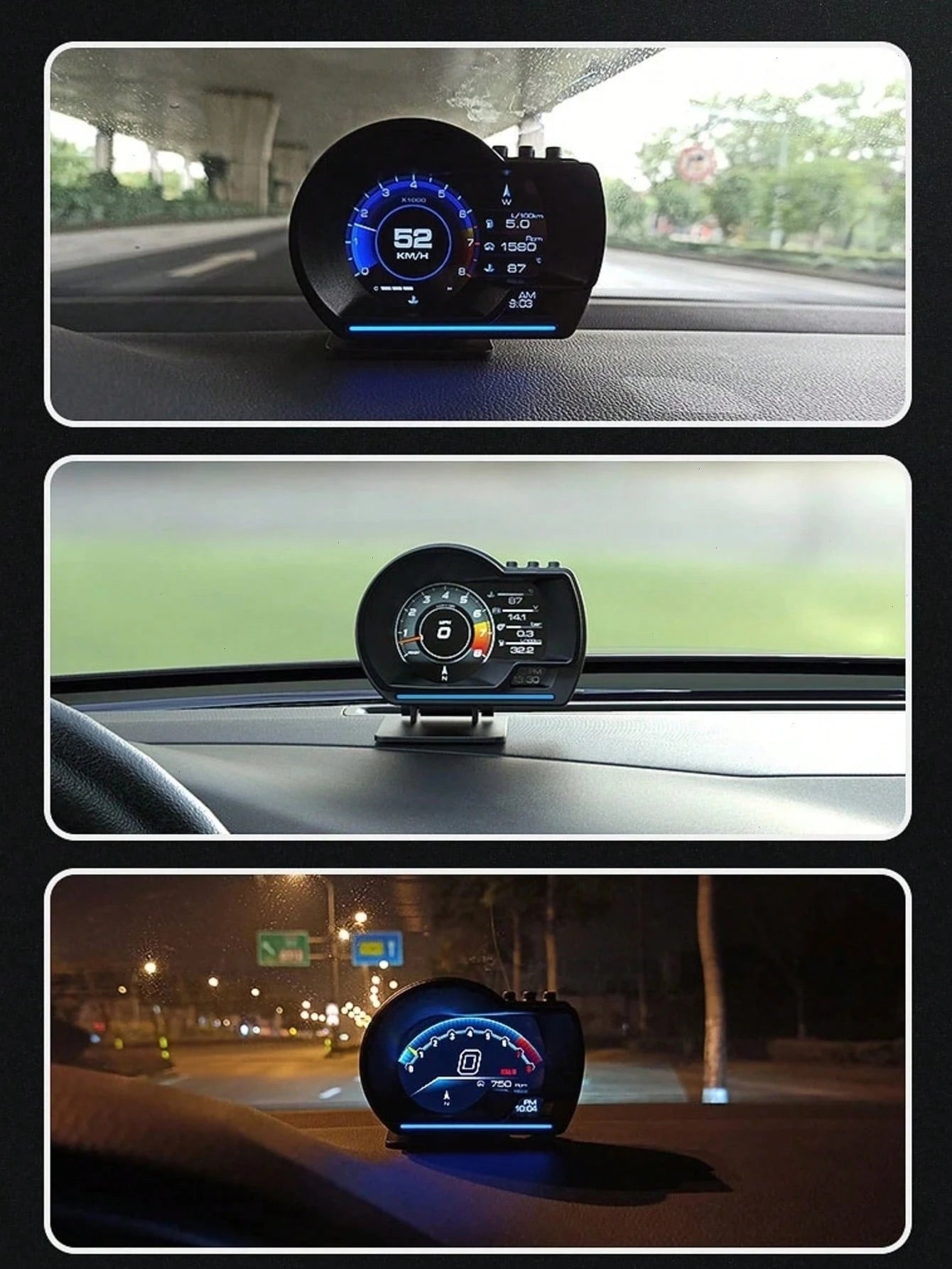 OBD + GPS HUD P24 Car OBD Head Up Display HUD On Board Computer Digital Speedometer Water Temp Fuel Consumption Slope Meter