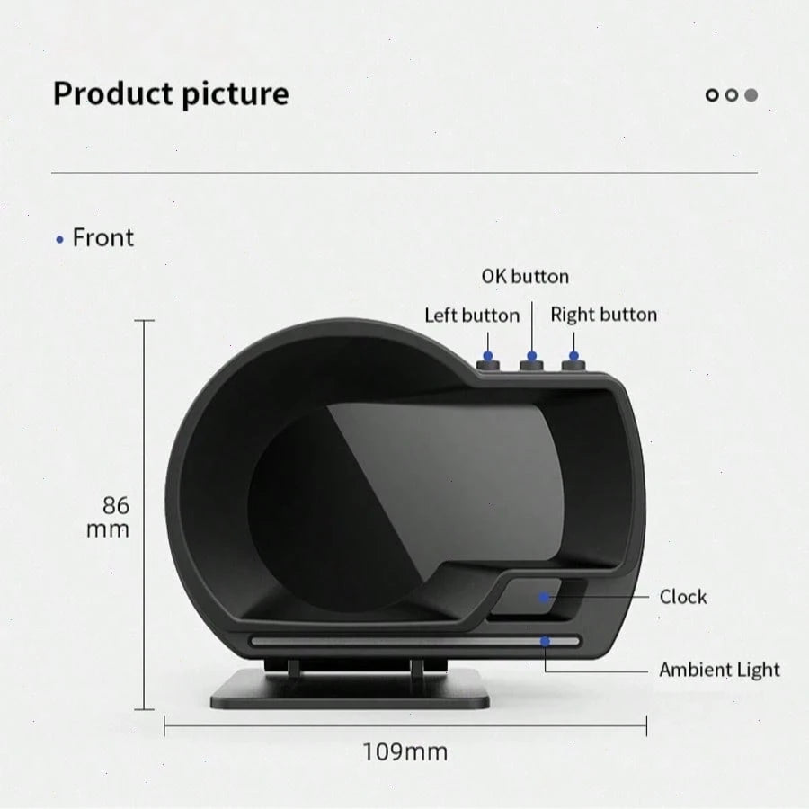 OBD + GPS HUD P24 Car OBD Head Up Display HUD On Board Computer Digital Speedometer Water Temp Fuel Consumption Slope Meter