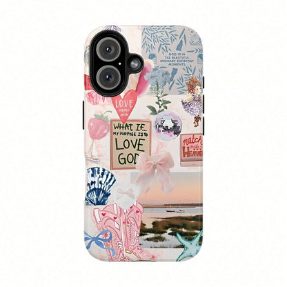 Ocean Style Collage Pattern Colorful Girls College Style 2 In 1 Film Phone Protective- Compatible With IPhone16,16plus,16promax,15Plus,15Pro,15ProMax,14,14Plus,14Pro,14ProMax,13,13Pro,13ProMax,12,12P