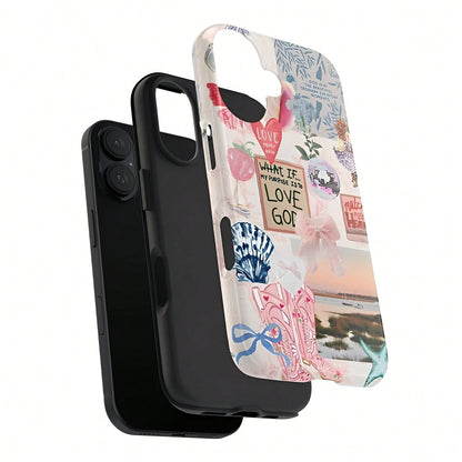 Ocean Style Collage Pattern Colorful Girls College Style 2 In 1 Film Phone Protective- Compatible With IPhone16,16plus,16promax,15Plus,15Pro,15ProMax,14,14Plus,14Pro,14ProMax,13,13Pro,13ProMax,12,12P