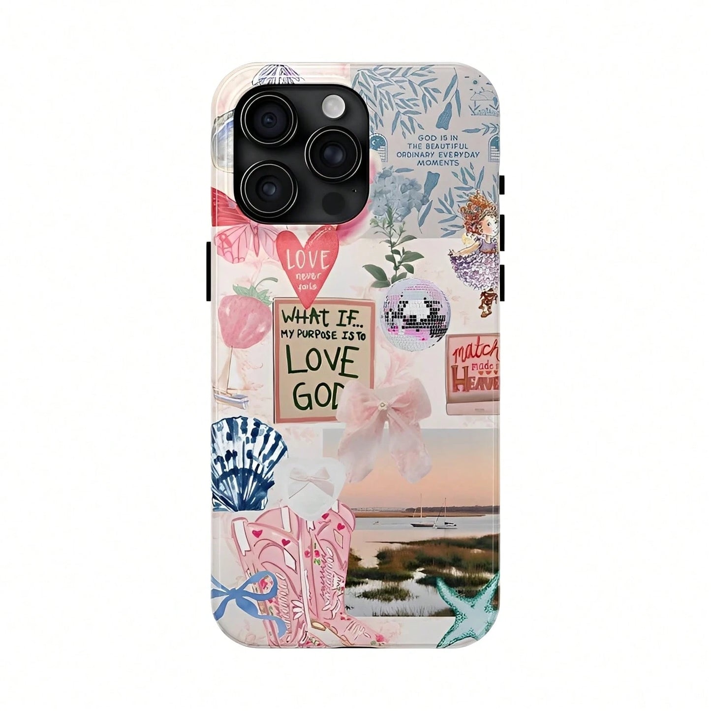Ocean Style Collage Pattern Colorful Girls College Style 2 In 1 Film Phone Protective- Compatible With IPhone16,16plus,16promax,15Plus,15Pro,15ProMax,14,14Plus,14Pro,14ProMax,13,13Pro,13ProMax,12,12P