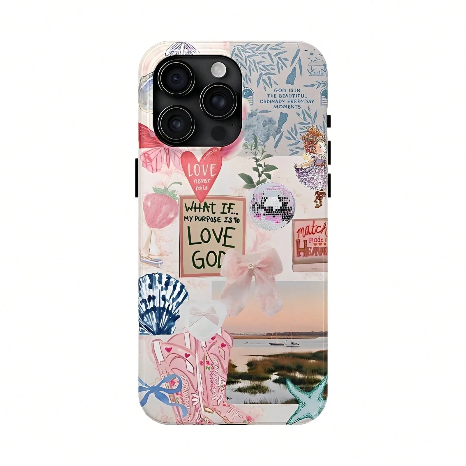 Ocean Style Collage Pattern Colorful Girls College Style 2 In 1 Film Phone Protective- Compatible With IPhone16,16plus,16promax,15Plus,15Pro,15ProMax,14,14Plus,14Pro,14ProMax,13,13Pro,13ProMax,12,12P