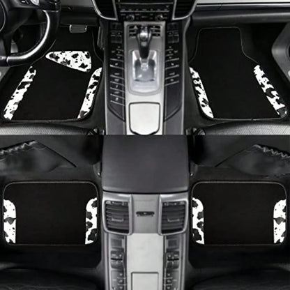 Of Univeral Fit Car Floor Ma Cow Print Car Ma Fit For UV Edan Truck Et Of 4pc Car Carpet With Driver Heel Pad And Nib Backing Or C Wen Girly Y Black White
