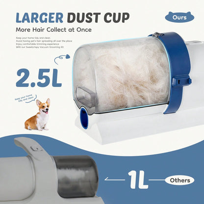 OLIXIS Pet Grooming Vacuum Kit, Low Noise Pet Hair Remover, 5 Professional Tools With Cordless Clippers For Dogs Cats All Hair Types, Easy For Home Use Grooming Brush