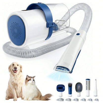 OLIXIS Pet Grooming Vacuum Kit, Low Noise Pet Hair Remover, 5 Professional Tools With Cordless Clippers For Dogs Cats All Hair Types, Easy For Home Use Grooming Brush
