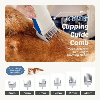 OLIXIS Pet Grooming Vacuum Kit, Low Noise Pet Hair Remover, 5 Professional Tools With Cordless Clippers For Dogs Cats All Hair Types, Easy For Home Use Grooming Brush
