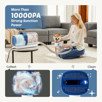 OLIXIS Pet Grooming Vacuum Kit, Low Noise Pet Hair Remover, 5 Professional Tools With Cordless Clippers For Dogs Cats All Hair Types, Easy For Home Use Grooming Brush