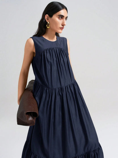 Ontre 2026SS New Arrival Women's Casual Commuting Fashion Versatile Sleeveless Solid Color Dress, Business Casual