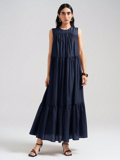 Ontre 2026SS New Arrival Women's Casual Commuting Fashion Versatile Sleeveless Solid Color Dress, Business Casual