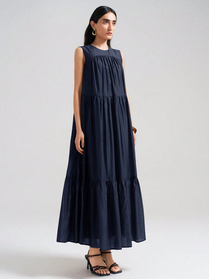Ontre 2026SS New Arrival Women's Casual Commuting Fashion Versatile Sleeveless Solid Color Dress, Business Casual