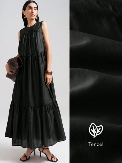 Ontre 2026SS New Arrival Women's Casual Commuting Fashion Versatile Sleeveless Solid Color Dress, Business Casual