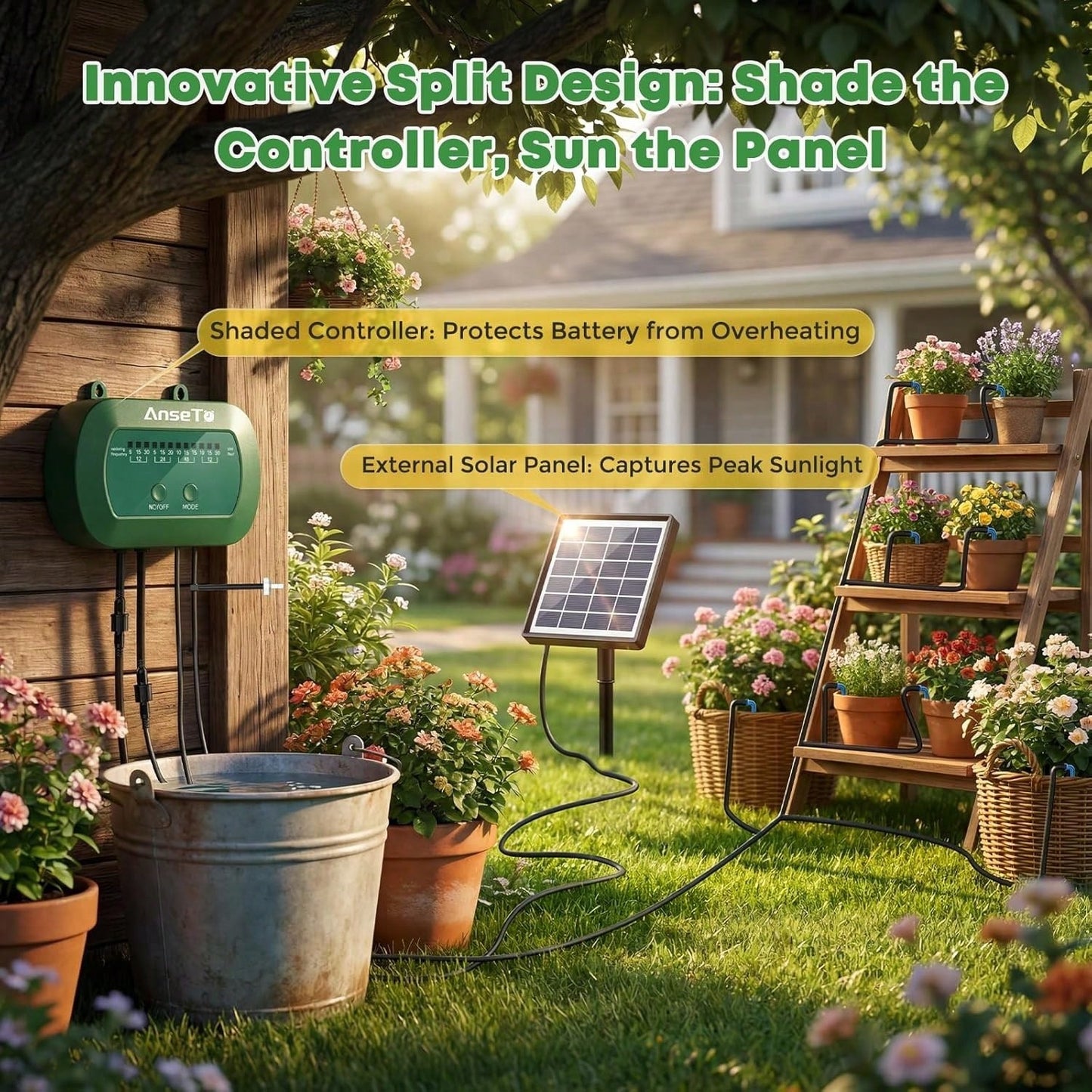 Outdoor Solar Automatic Watering Kit For Garden, Automatic Drip Watering System With 15 M Watering Hose, Automatic Watering Timer For Holidays, Balconies, Flower Pots, Plants