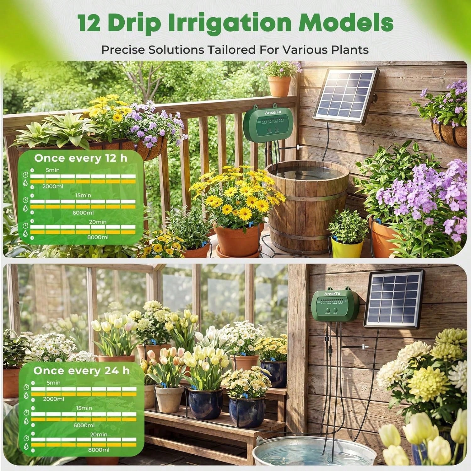 Outdoor Solar Automatic Watering Kit For Garden, Automatic Drip Watering System With 15 M Watering Hose, Automatic Watering Timer For Holidays, Balconies, Flower Pots, Plants