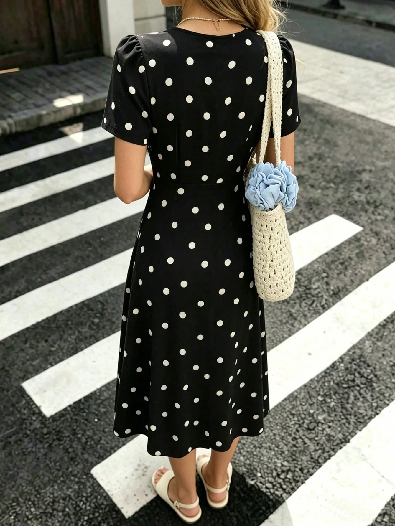 PariChic New Spring/Summer Short Sleeve Polka Dot Women's Dress