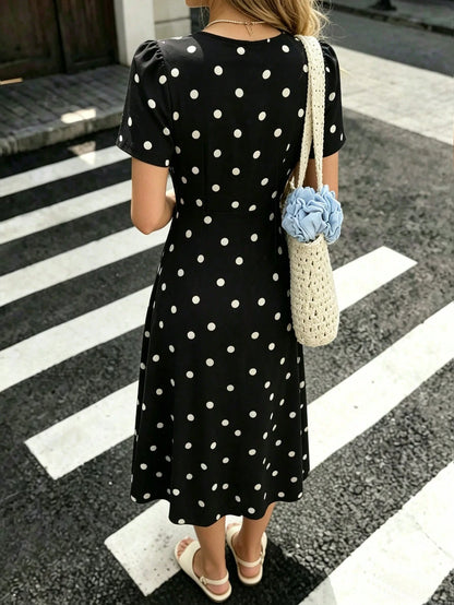 PariChic New Spring/Summer Short Sleeve Polka Dot Women's Dress