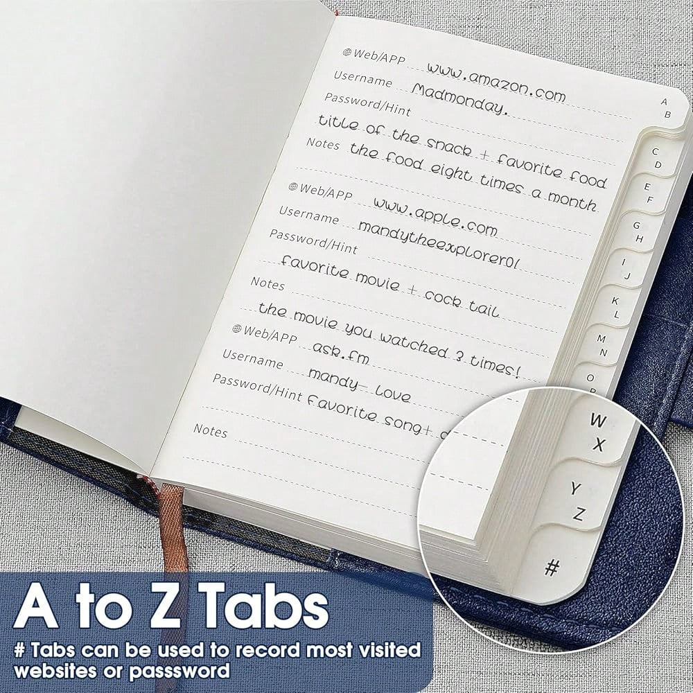 Password Book With Lock, Password Book With Alphabetical Tabs 600+ Password Spaces, Password Logbook With Lock, Password Keeper For Computer 4.33 X 6.18 Inch Dark Blue