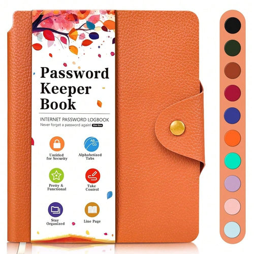Password Keeper With Alphabetical Tabs, Internet Password Organizer For Contacts, Websitesm Special Days And Notes – 6'' X5.1'', Orange