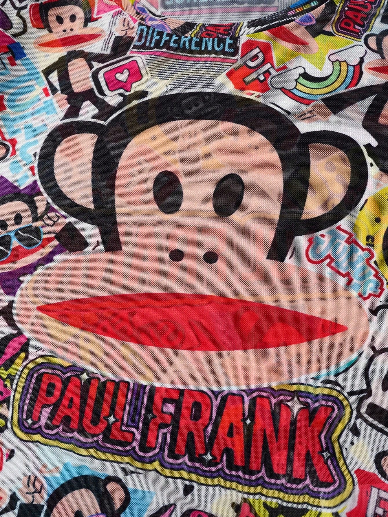 Paul Frank X Women's Cartoon Pattern Tight Fit Crew Neck Long Sleeve Top