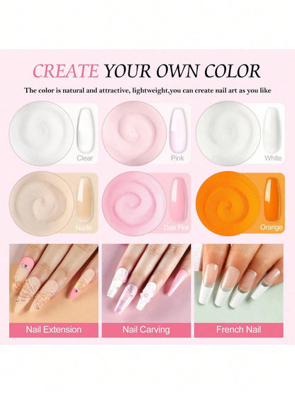 PEACECOLOR Beginner Acrylic Nail Kit With UV Nail Lamp Glitter Powder Complete DlY Nail Art Starter Kit For Gift Nail Extensions Gift Set