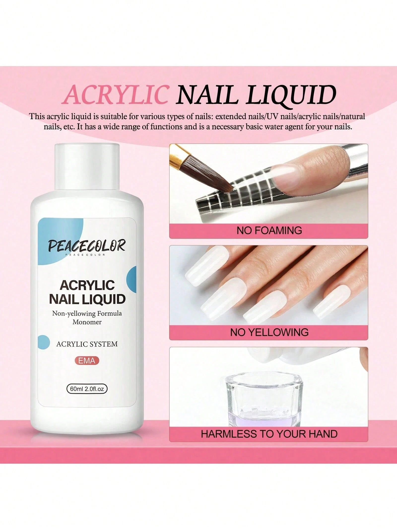 PEACECOLOR Beginner Acrylic Nail Kit With UV Nail Lamp Glitter Powder Complete DlY Nail Art Starter Kit For Gift Nail Extensions Gift Set
