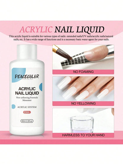 PEACECOLOR Beginner Acrylic Nail Kit With UV Nail Lamp Glitter Powder Complete DlY Nail Art Starter Kit For Gift Nail Extensions Gift Set