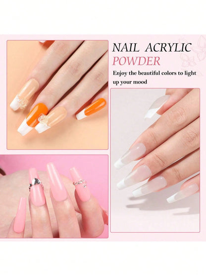 PEACECOLOR Beginner Acrylic Nail Kit With UV Nail Lamp Glitter Powder Complete DlY Nail Art Starter Kit For Gift Nail Extensions Gift Set
