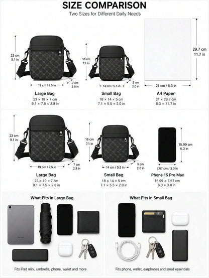 peach tree Men's Box Bag,  PU Waterproof  Suitable For Business Trip,  Large Capacity, Portable