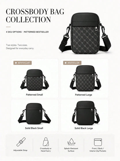peach tree Men's Box Bag,  PU Waterproof  Suitable For Business Trip,  Large Capacity, Portable