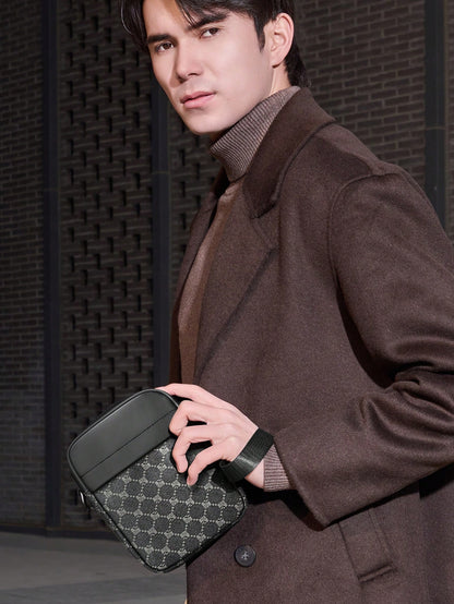peach tree Men's Box Bag,  PU Waterproof  Suitable For Business Trip,  Large Capacity, Portable