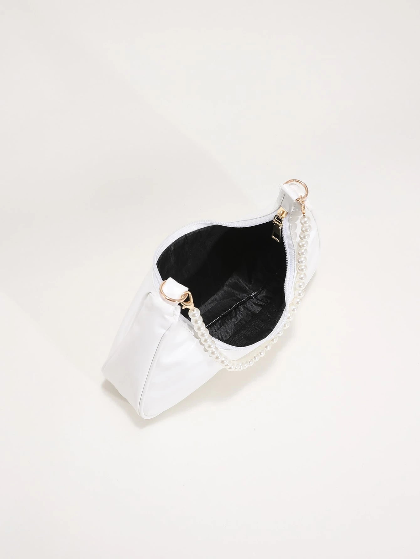 Pearl Crescent Underarm Shoulder Bag, Fashion Underarm Shoulder Bag, Elegant Commuter Bag, Pearl Handbag, Pearl Bag, Cream Bag