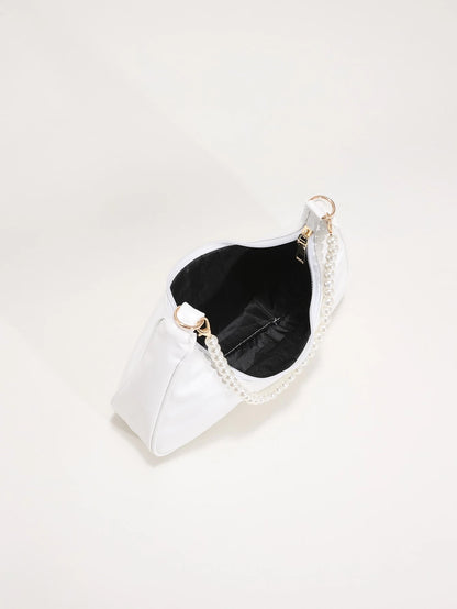 Pearl Crescent Underarm Shoulder Bag, Fashion Underarm Shoulder Bag, Elegant Commuter Bag, Pearl Handbag, Pearl Bag, Cream Bag