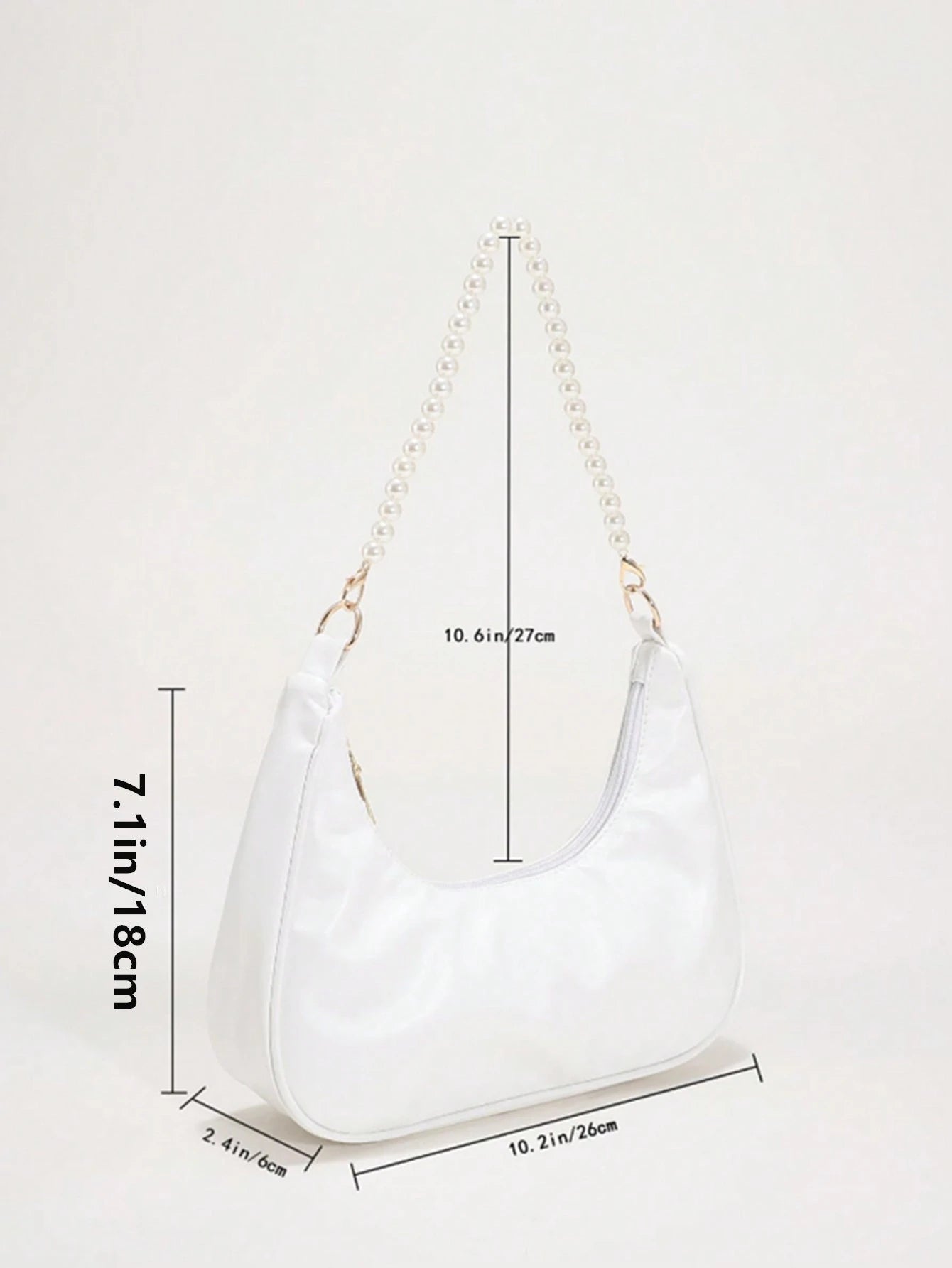 Pearl Crescent Underarm Shoulder Bag, Fashion Underarm Shoulder Bag, Elegant Commuter Bag, Pearl Handbag, Pearl Bag, Cream Bag