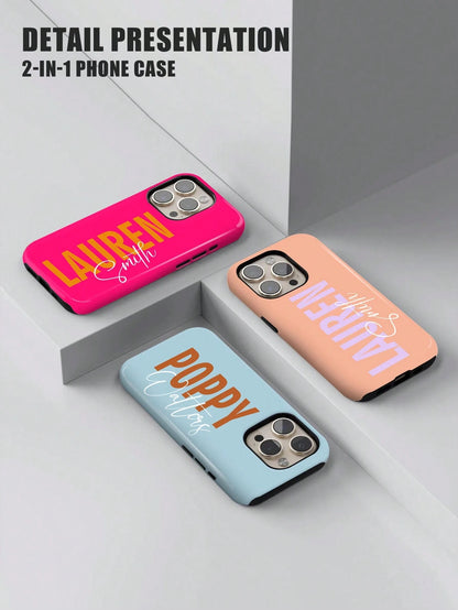 Personalized 3D Colorful Initial Letter Customized Glossy 2-In-1 Filmstrip Phone Case Protective Cover Compatible With Various Phone Models Girly Girl Stuff Customized Phone Case For Women Girls Aesth