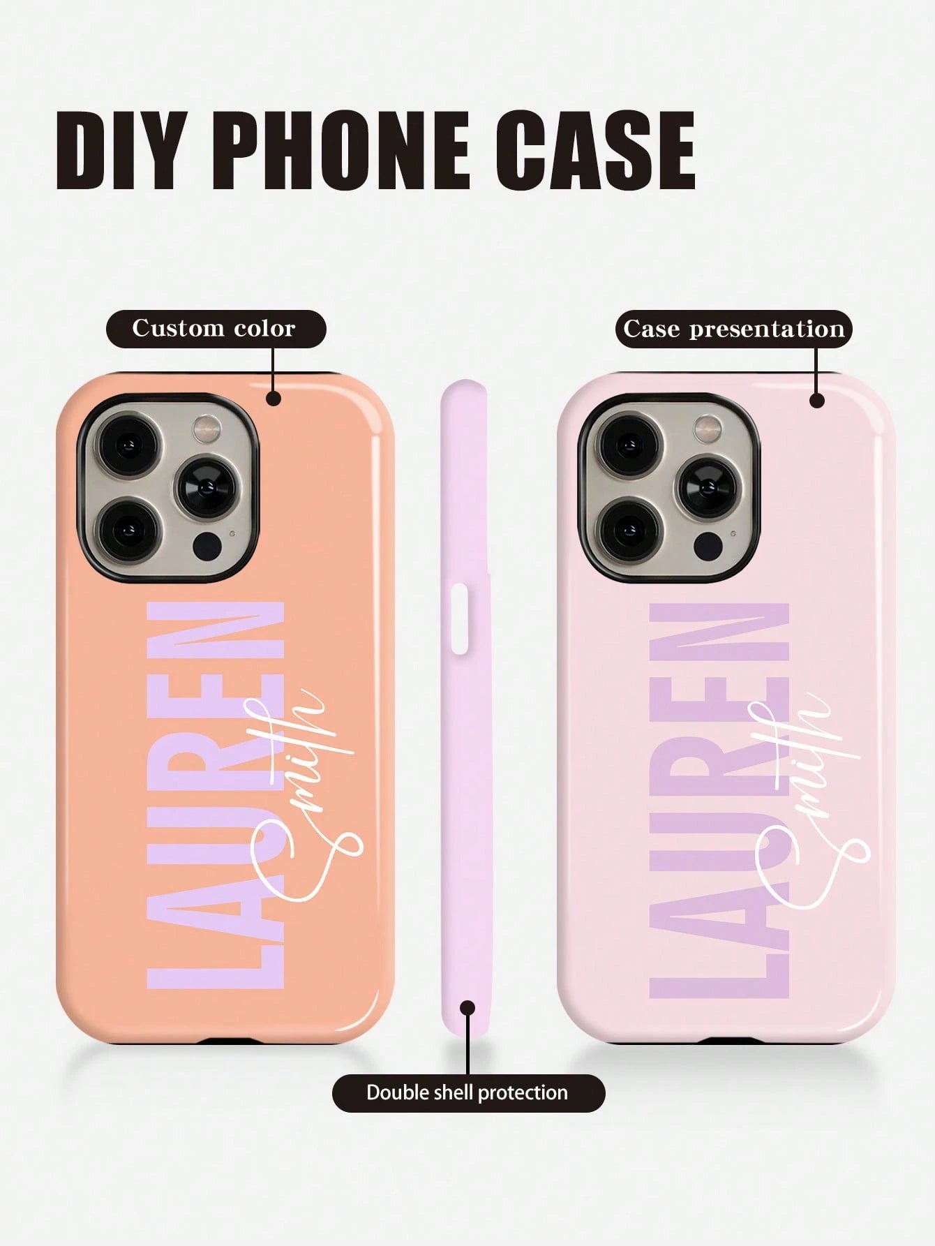 Personalized 3D Colorful Initial Letter Customized Glossy 2-In-1 Filmstrip Phone Case Protective Cover Compatible With Various Phone Models Girly Girl Stuff Customized Phone Case For Women Girls Aesth