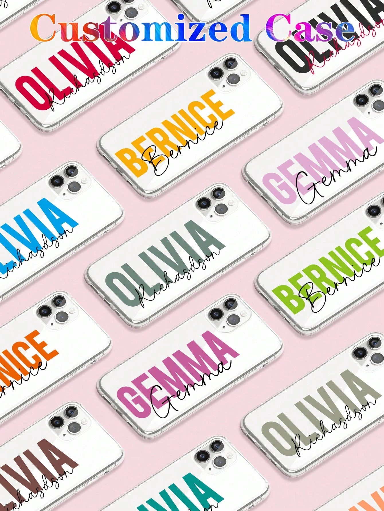 Personalized 3D Colorful Initial Letter Customized Glossy 2-In-1 Filmstrip Phone Case Protective Cover Compatible With Various Phone Models Girly Girl Stuff Customized Phone Case For Women Girls Aesth
