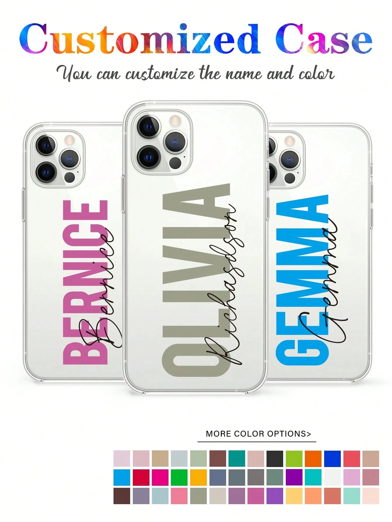 Personalized 3D Colorful Initial Letter Customized Glossy 2-In-1 Filmstrip Phone Case Protective Cover Compatible With Various Phone Models Girly Girl Stuff Customized Phone Case For Women Girls Aesth