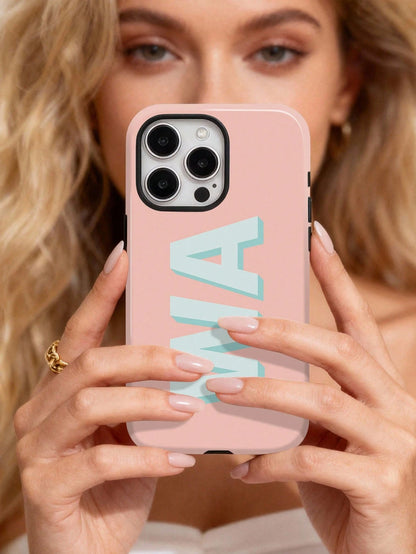 Personalized 3D Colorful Name Initial Letter Custom 2-In-1 Film Case Phone Cover Protective Shell For IPhone 11/12/13/14/15/16/17 Pro Max