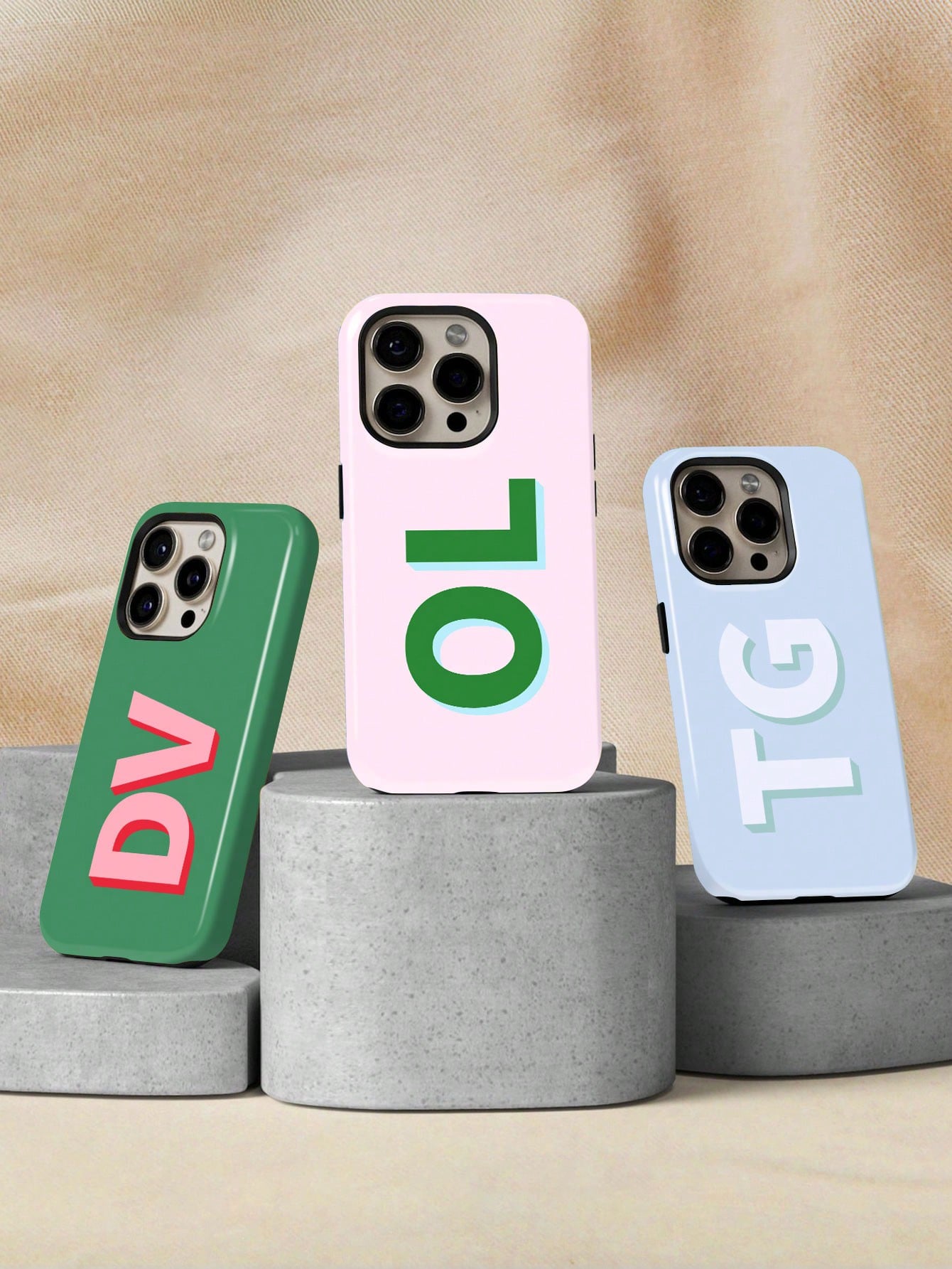 Personalized 3D Colorful Name Initial Letter Custom 2-In-1 Film Case Phone Cover Protective Shell For IPhone 11/12/13/14/15/16/17 Pro Max