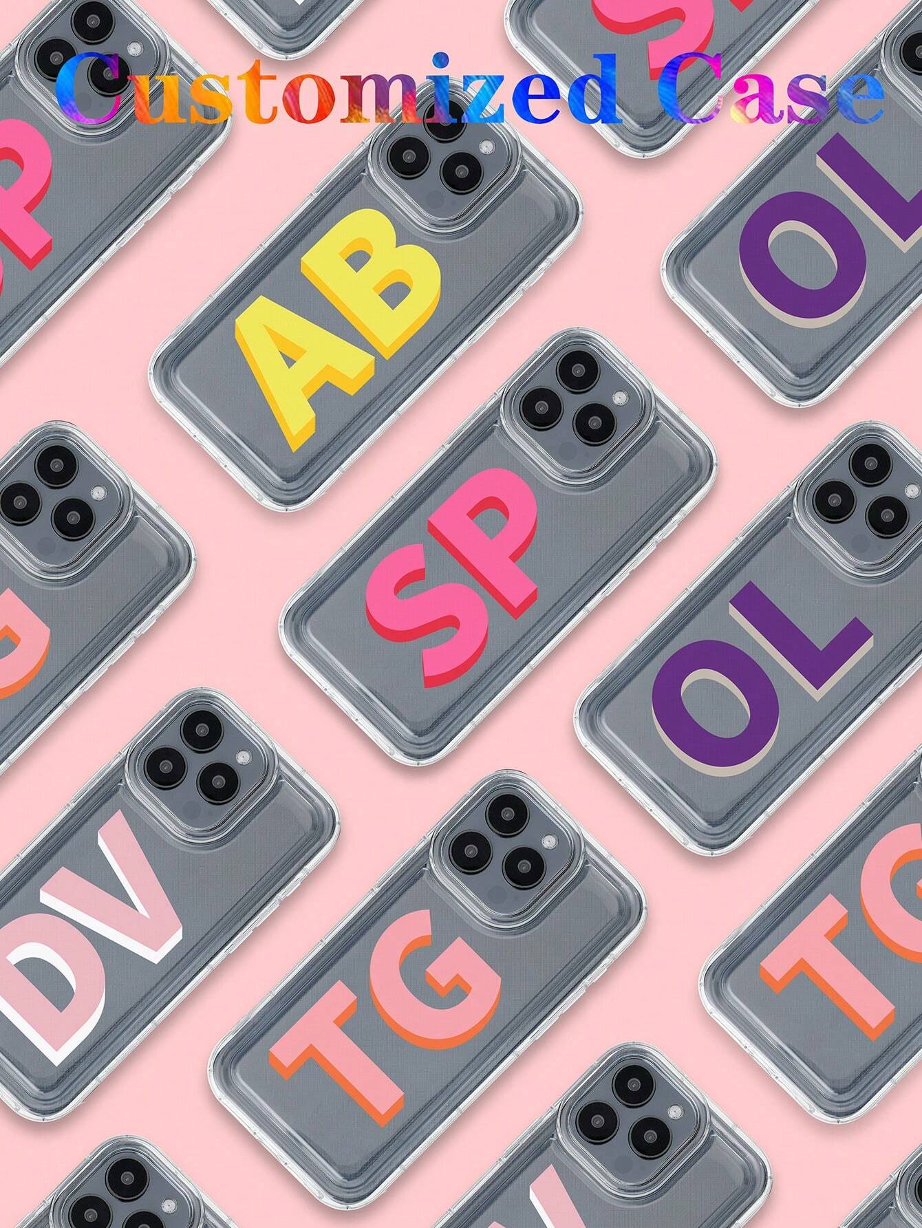Personalized 3D Colorful Name Initial Letter Custom 2-In-1 Film Case Phone Cover Protective Shell For IPhone 11/12/13/14/15/16/17 Pro Max