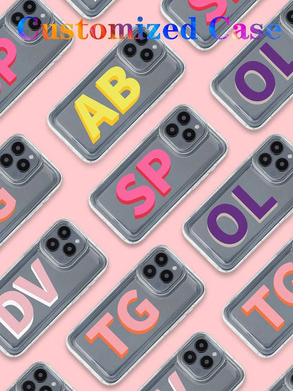 Personalized 3D Colorful Name Initial Letter Custom 2-In-1 Film Case Phone Cover Protective Shell For IPhone 11/12/13/14/15/16/17 Pro Max
