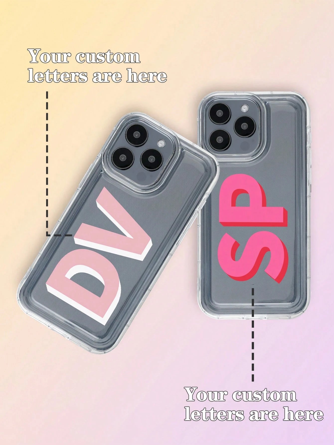 Personalized 3D Colorful Name Initial Letter Custom 2-In-1 Film Case Phone Cover Protective Shell For IPhone 11/12/13/14/15/16/17 Pro Max
