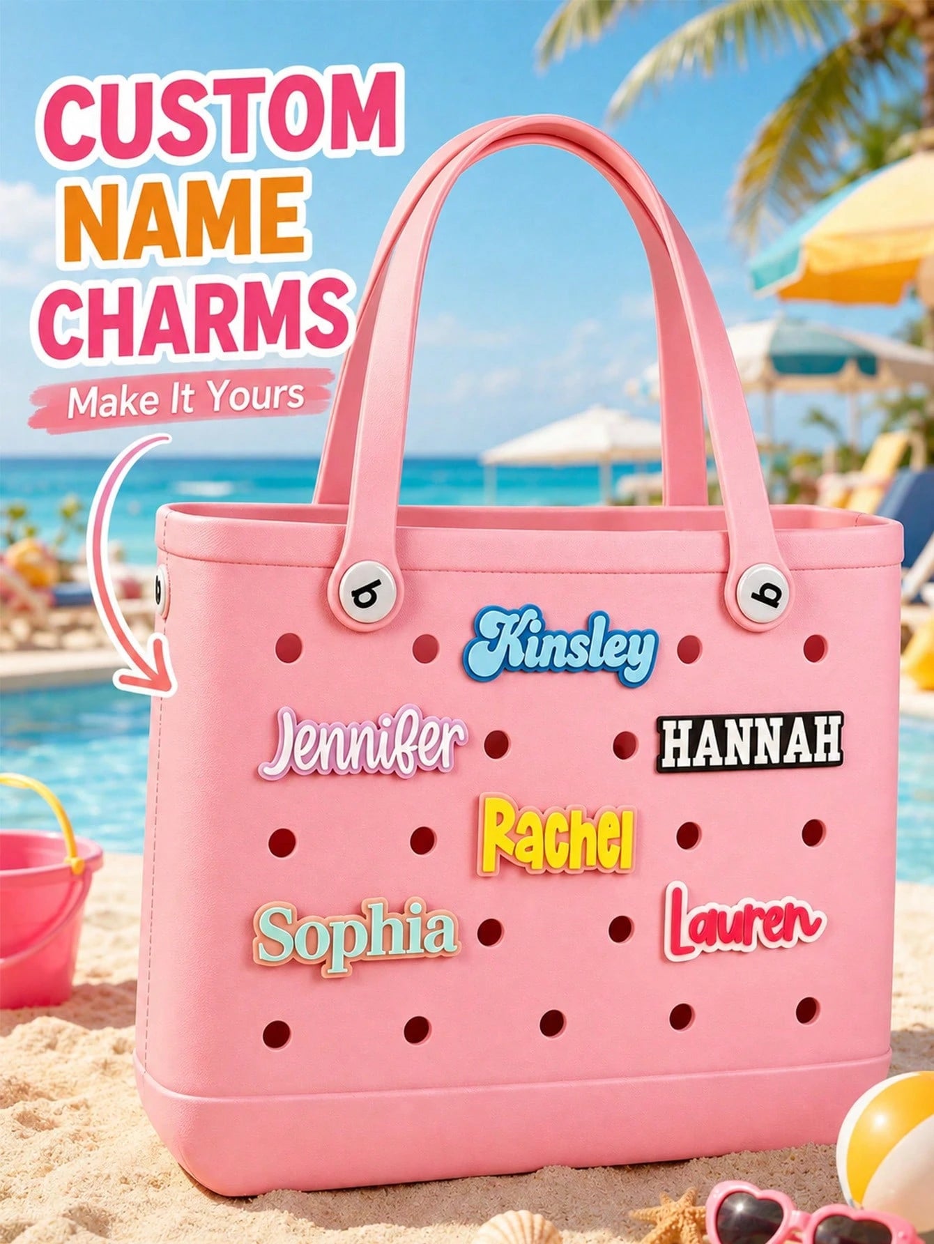 Personalized Acrylic Letter Name Charm, Suitable For Backpacks, Shoes And More, Customizable All-Season DIY Nameplate, Engraved, Neutral Casual Style, Suitable For Daily Use, Father's Day, Graduation