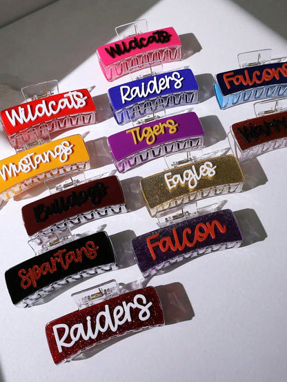 Personalized Gameday Team Name Rainbow Letter Custom Hair Clips, Bridesmaid Gift, Customized Name Hair Accessories, Wedding Claw Clips