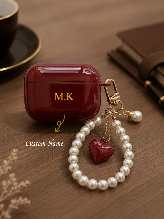 Personalized Minimalist Frosted Macaron Solid Color Bluetooth Earphone Protective Case, Matte Beige Color, Fashion Versatile, Comes With 1pc Earphone Hook, Customizable With Initials/Name, Ideal For B