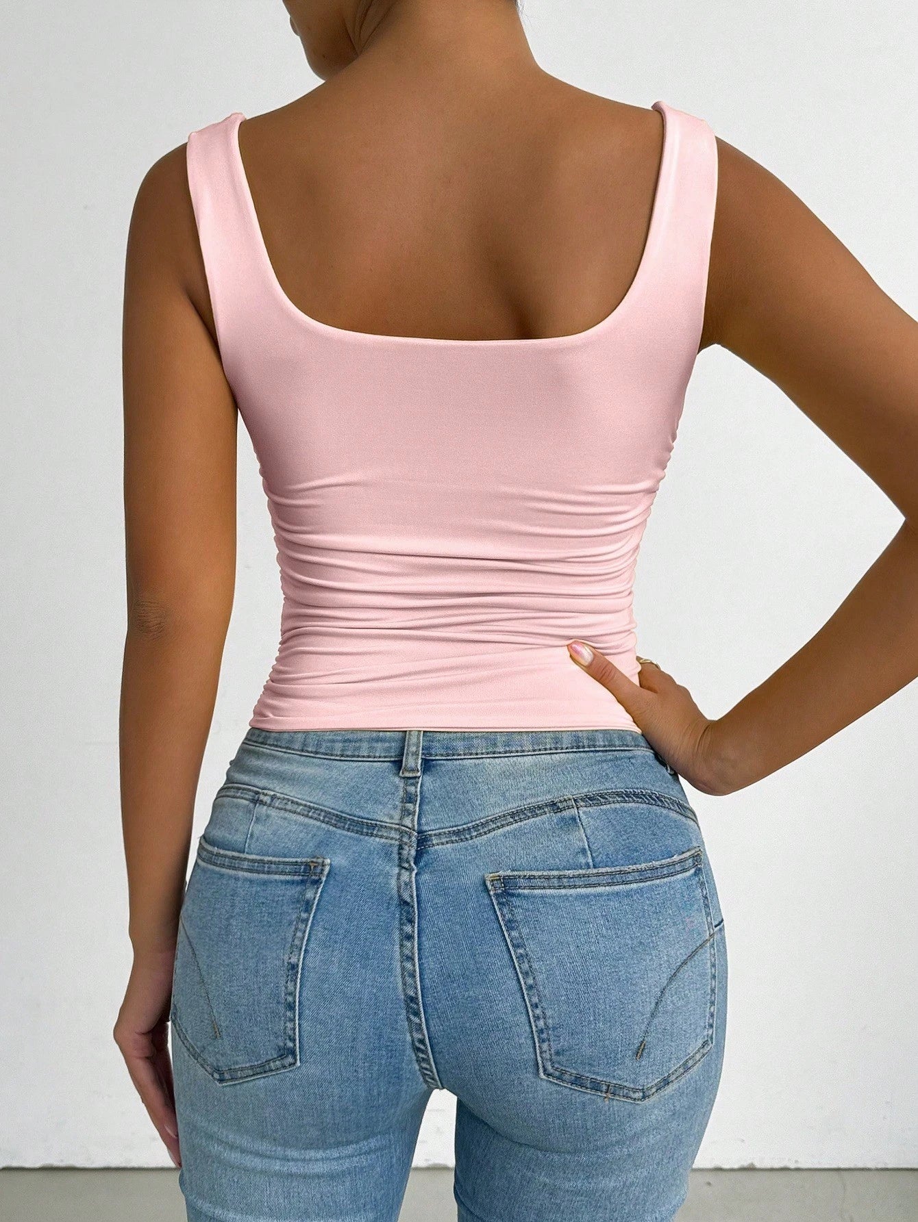 PETITE Soft Pink,Summer,Casual,Occasion Sleeveless Fitted Women Tank Top,High-End Elegant Prom,Music Festival Rave,Street Style,Birthday,Concert,Club,Beach,Petite Women