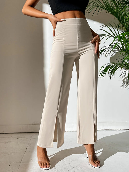 PETITE Split Hem Straight Leg Dress Pants,Petite Women