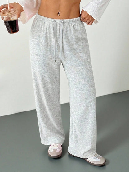 PETITE Women's Solid Color Drawstring Waist Soft Knit Loose Casual Pants, Fall/Winter, Baggy Pants Wide Leg Sweatpants Comfy Pants Lounge Pants Knit Pants,Petite Women